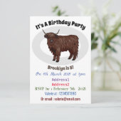 ハイランド牛の漫画イラストレーション 招待状 (スタンド正面)