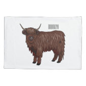 ハイランド牛の漫画イラストレーション 枕カバー (裏面)