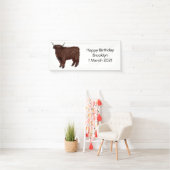 ハイランド牛の漫画イラストレーション 横断幕 (インサイチュ)