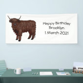 ハイランド牛の漫画イラストレーション 横断幕 (トレードショー)