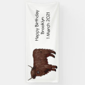 ハイランド牛の漫画イラストレーション 横断幕 (縦)