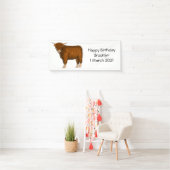 ハイランド牛の漫画イラストレーション 横断幕 (インサイチュ)