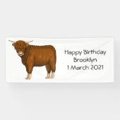 ハイランド牛の漫画イラストレーション 横断幕 (横)