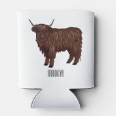 ハイランド牛の漫画イラストレーション 缶クーラー (裏面)