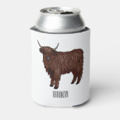ハイランド牛の漫画イラストレーション 缶クーラー (缶裏面)
