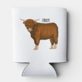 ハイランド牛の漫画イラストレーション 缶クーラー (裏面)