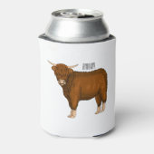 ハイランド牛の漫画イラストレーション 缶クーラー (缶裏面)