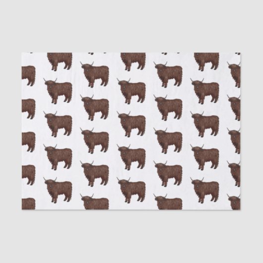 ハイランド牛の漫画イラストレーション 薄葉紙 (正面)