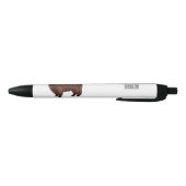 ハイランド牛の漫画イラストレーション 黒ボールペン (ボトム)