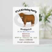 ハイランド牛の漫画イラスト 招待状 (スタンド正面)