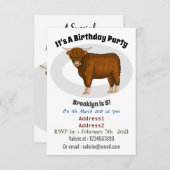 ハイランド牛の漫画イラスト 招待状 (正面/裏面)