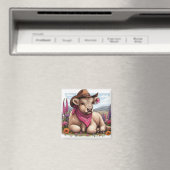 ハイランド牛の着用帽子とバンダナ マグネット (インサイチュ (食洗機))