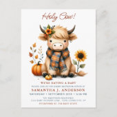 ハイランド牛の秋かわいい子牛の赤ちゃんシャワー インビテーションポストカード (正面)