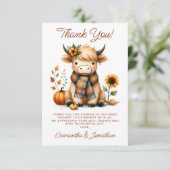 ハイランド牛の秋かわいい子牛の赤ちゃんシャワー サンキューカード (スタンド正面)