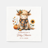 ハイランド牛の秋かわいい子牛の赤ちゃんシャワー スタンダードカクテルナプキン (正面)