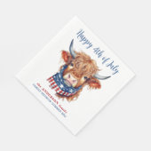 ハイランド牛の第4日7月の赤白青愛国心 スタンダードランチョンナプキン (角)