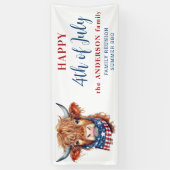 ハイランド牛の第4日7月の赤白青愛国心 横断幕 (縦)