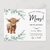 ハイランド牛の緑のファーム新しいアドレス移動 案内ポストカード (正面)