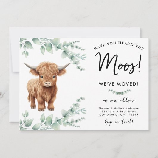 ハイランド牛の緑のファーム新しいアドレス移動 案内状 (正面)