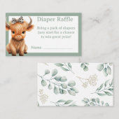 ハイランド牛の緑の女の子おむつラッフル エンクロージャーカード (正面/裏面)