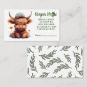 ハイランド牛の緑の蝶おむつラッフル エンクロージャーカード (正面/裏面)