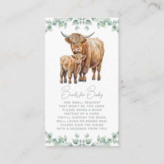 ハイランド牛の緑の農場の動物ブックリクエスト エンクロージャーカード (正面)