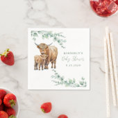 ハイランド牛の緑の農業動物の赤ちゃんシャワー スタンダードカクテルナプキン (インサイチュ)