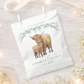 ハイランド牛の緑ボホファーム動物の赤ちゃんシャワー フェイバーバッグ (クリップ留めされた状態)