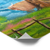 ハイランド牛の羊のフォーク絵画 ポスター (角)