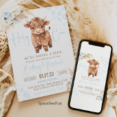 ハイランド牛の聖い牛の赤ちゃんシャワーボーイ 招待状