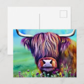 ハイランド牛の自然水色 ポストカード (正面/裏面)