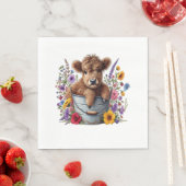 ハイランド牛の花のバケツ、かわいい スタンダードランチョンナプキン (インサイチュ)