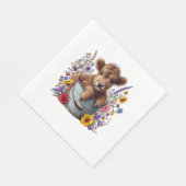 ハイランド牛の花のバケツ、かわいい スタンダードランチョンナプキン (角)