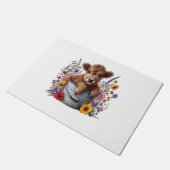 ハイランド牛の花のバケツ、かわいい ドアマット (アングル)