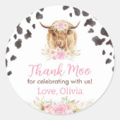 ハイランド牛の誕生日シールのラベル ラウンドシール (正面)