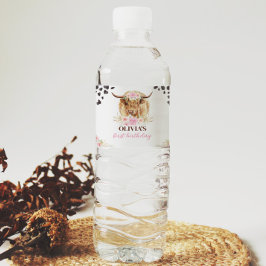 ハイランド牛の誕生日パーティウォーターボトルラベル ペットボトルラベル