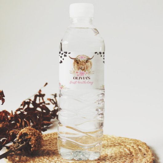 ハイランド牛の誕生日パーティウォーターボトルラベル ペットボトルラベル