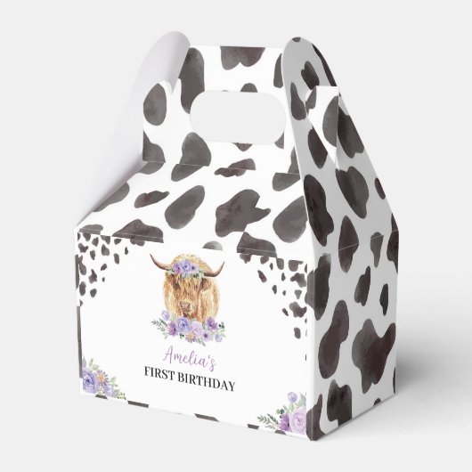 ハイランド牛の誕生日パーティーのお願いボックス フェイバーボックス (正面サイド)