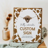 ハイランド牛の誕生日パーティーテーブルサイン ポスター