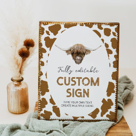 ハイランド牛の誕生日パーティーテーブルサイン ポスター