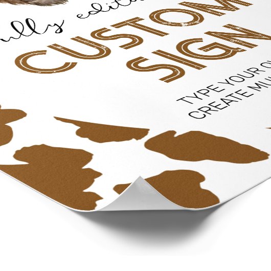 ハイランド牛の誕生日パーティーテーブルサイン ポスター (角)