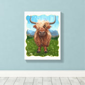ハイランド牛の贈り物&アクセサリー キャンバスプリント (インサイチュ (ウッドフロア))