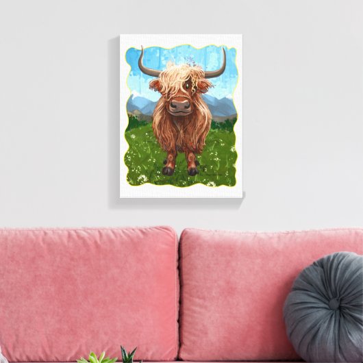 ハイランド牛の贈り物&アクセサリー キャンバスプリント (インサイチュ (リビング))