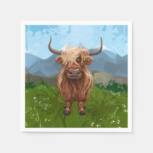 ハイランド牛の贈り物&アクセサリー スタンダードカクテルナプキン (正面)