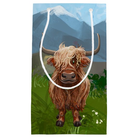 ハイランド牛の贈り物&アクセサリー スモールペーパーバッグ (正面)