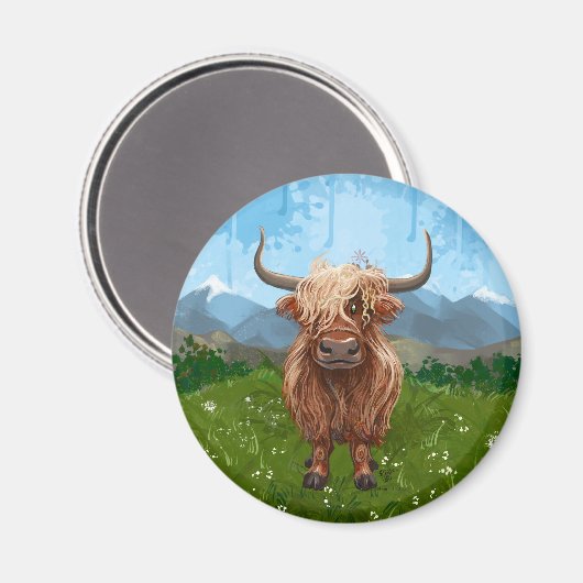 ハイランド牛の贈り物&アクセサリー マグネット (正面/裏面)