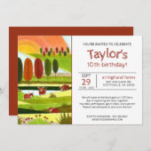 ハイランド牛の赤ちゃんがやってくる！ファームバースデーパーティーへの招待 招待状 (正面/裏面)