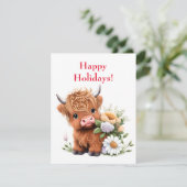 ハイランド牛の赤ちゃんとデイジーのホリデーカード シーズンカード (スタンド正面)