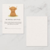 ハイランド牛の赤ちゃんシャワーおむつラッフル エンクロージャーカード (正面/裏面)