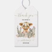 ハイランド牛の赤ちゃんシャワーサボテン ギフトタグ (正面)